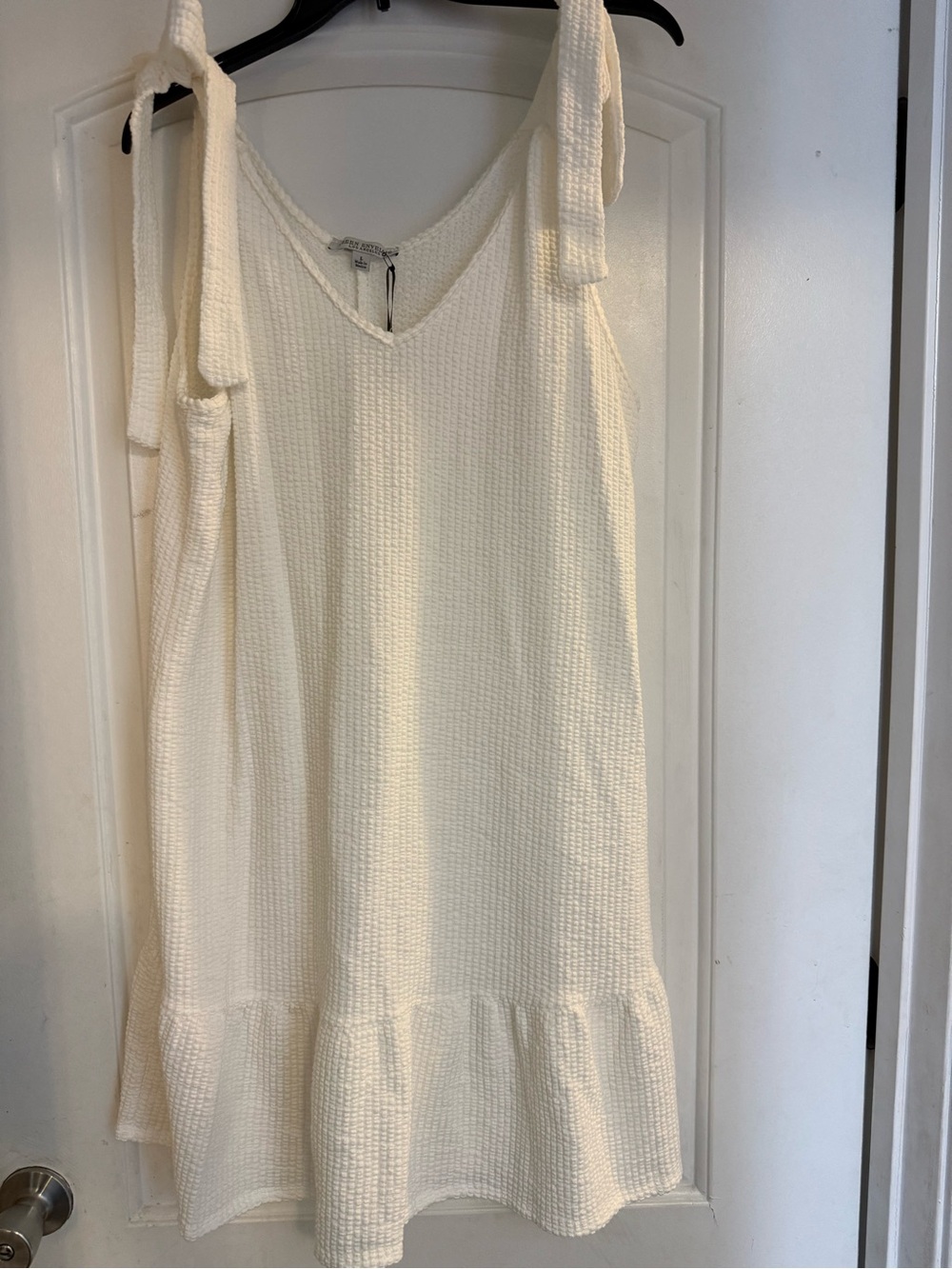 Cream Tie-Shoulder Women’s Dress Ruffle Green Envelope Sz L